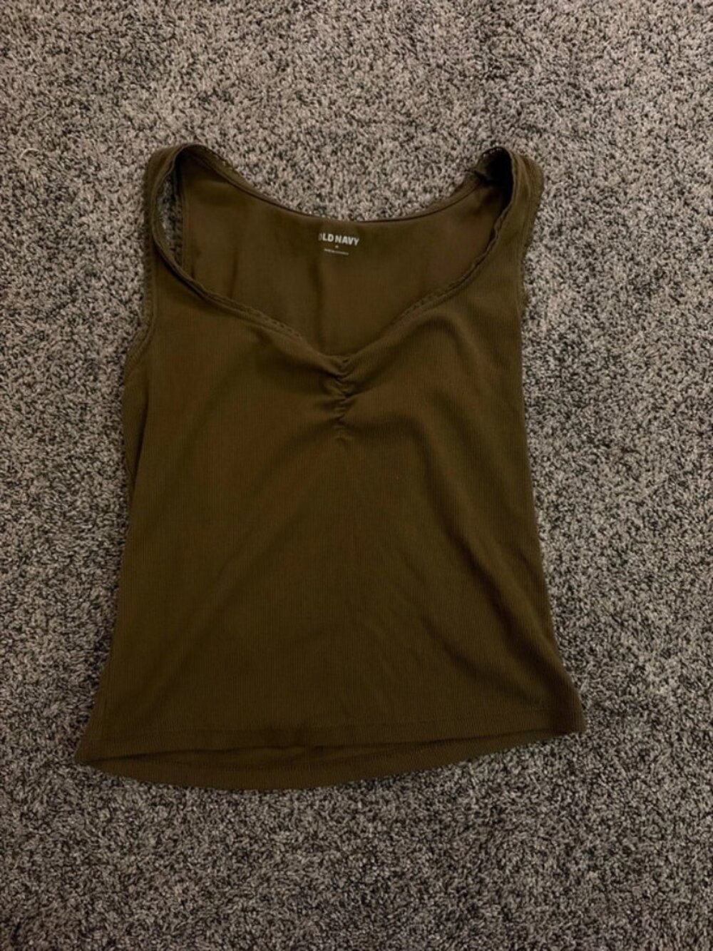 Olive Green Lacy Tank Top